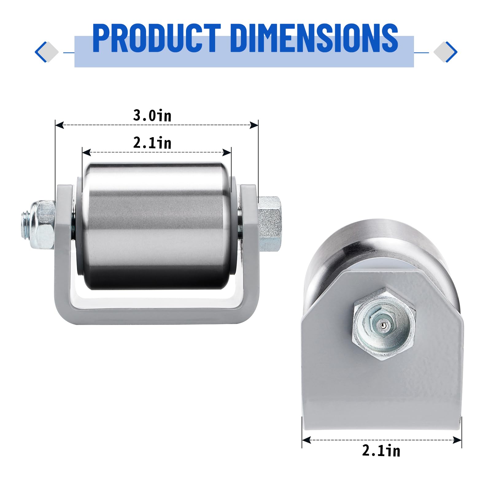 SPARKWHIZ 2" Weld on Trailer Roller Heavy Duty Steel Wheel Caster Roller with for RV Trailers, Motorhome and 5th Wheels (Pack of 2)