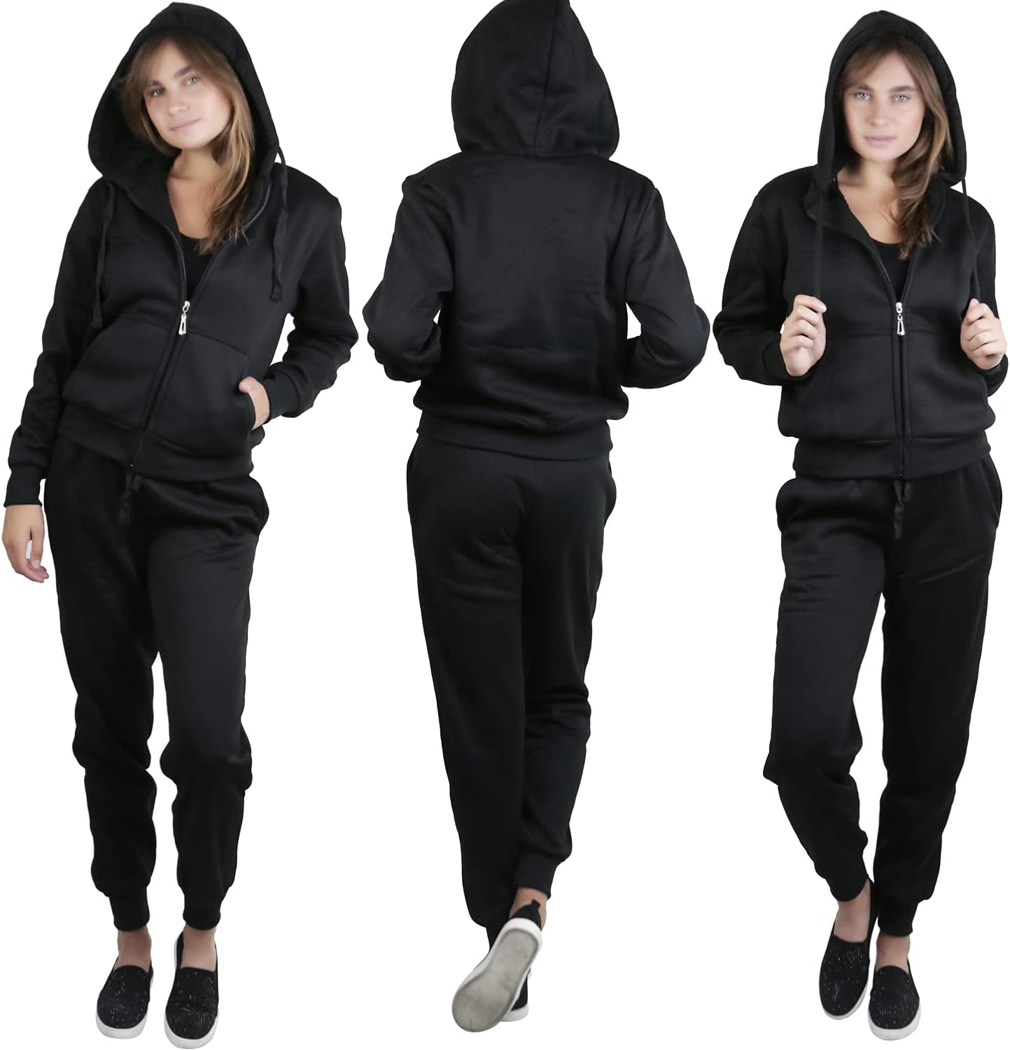 ToBeInStyle Women’s 2 Piece Hoodie Tracksuit Soft Long Sleeve Zip Up Jacket w/Matching Jogger Pants