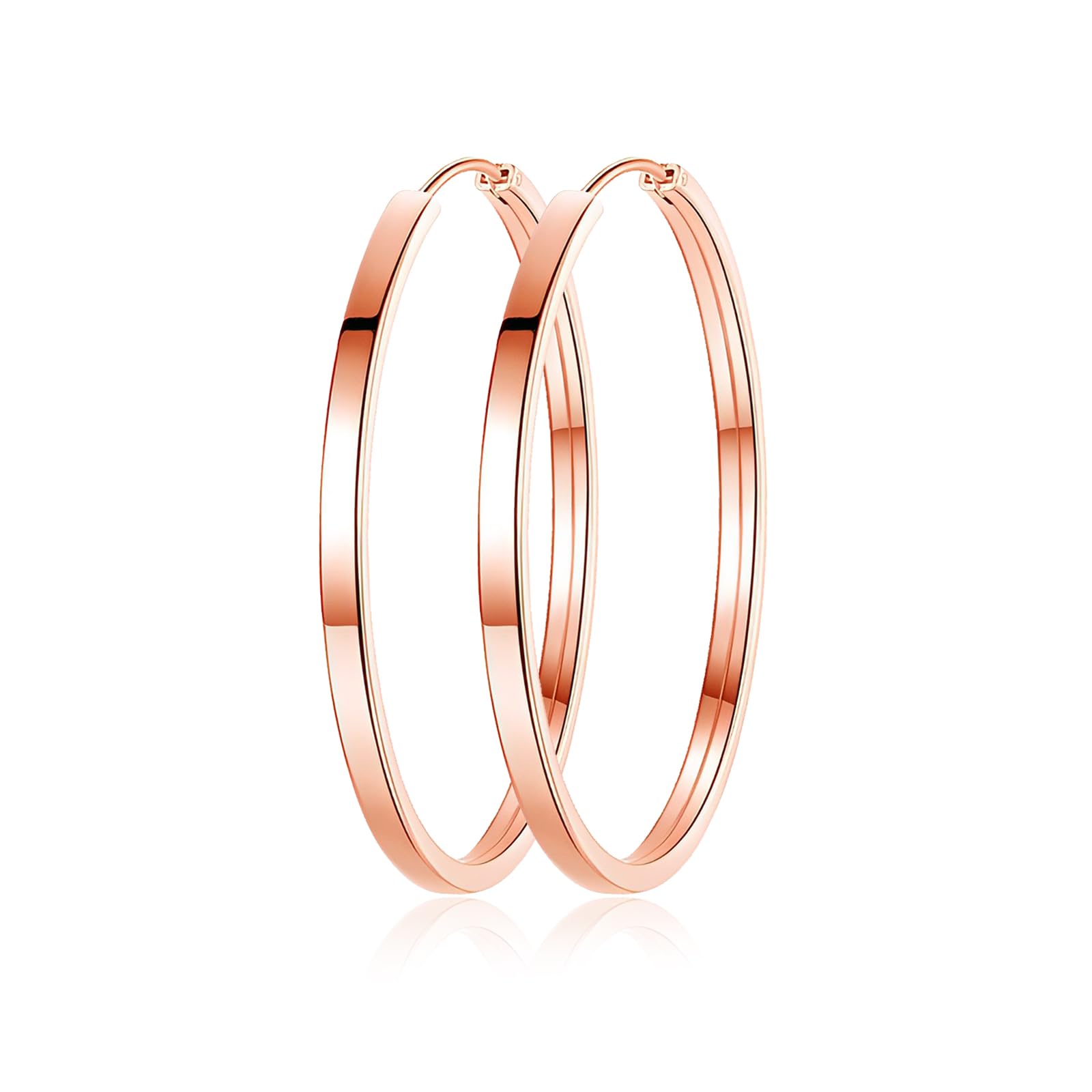 Kamise Ohrringe 925 Sterling Silber Creolen für Damen, Hypoallergen Große Ohrringe Leichte Kreolen in 40/50/60mm Durchmesser, Klappcreolen Runde Kreis Ohrschmuck, 3 Paare Silber Creolen Ohrringe Set