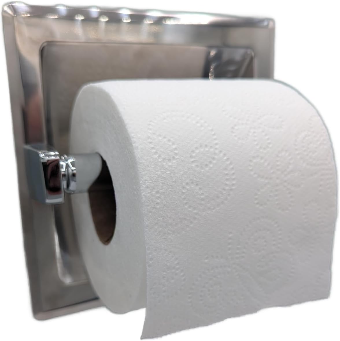Condition photo showing As Is for premier stainless steel toilet paper roller holder, spring-loaded (chrome)