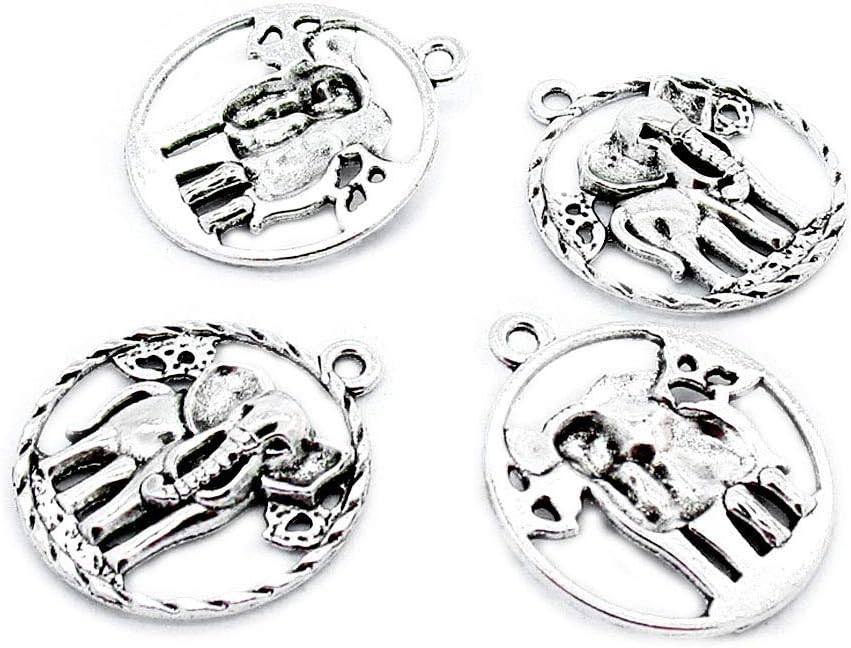180 Pieces Antique Silver Tone Jewelry Charms Suppliers Arts Crafts Making Beading Findings Crafting J7ME5M Elephant