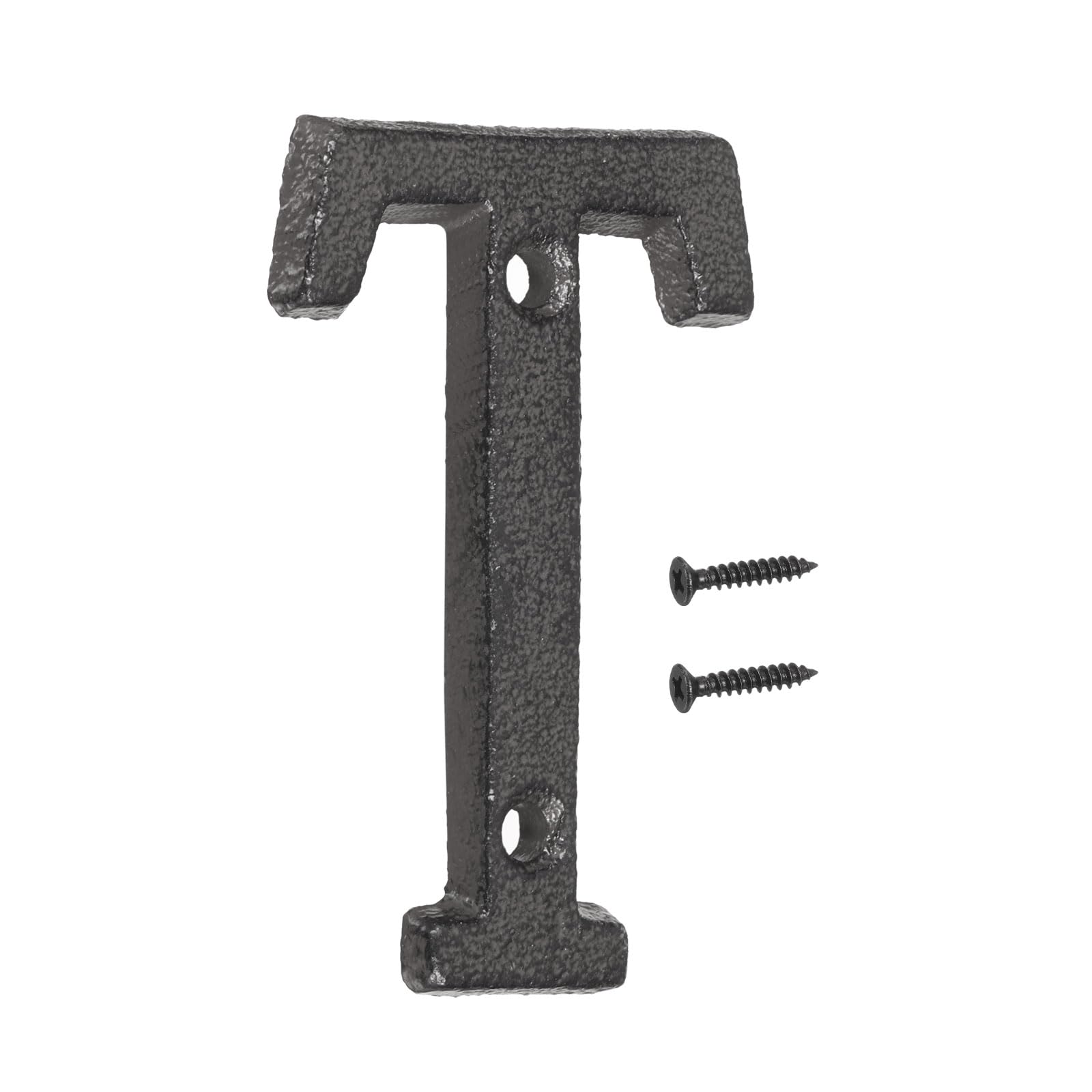 sourcing map House Numbers and Letters, 75mm Cast Iron Metal Vintage Address Letters for Outside, Solid House Number with Screws for Apartment Office Hotel Room Signs(Letter T)