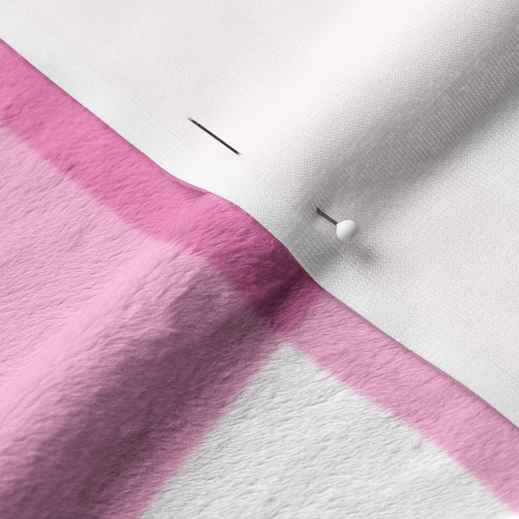 Spoonflower Fabric - Pink Buffalo Plaid White Large Scale Rustic Classic Check Picnic Printed on Minky Fabric by The Yard - Sewing Baby Blankets Quilt Backing Plush