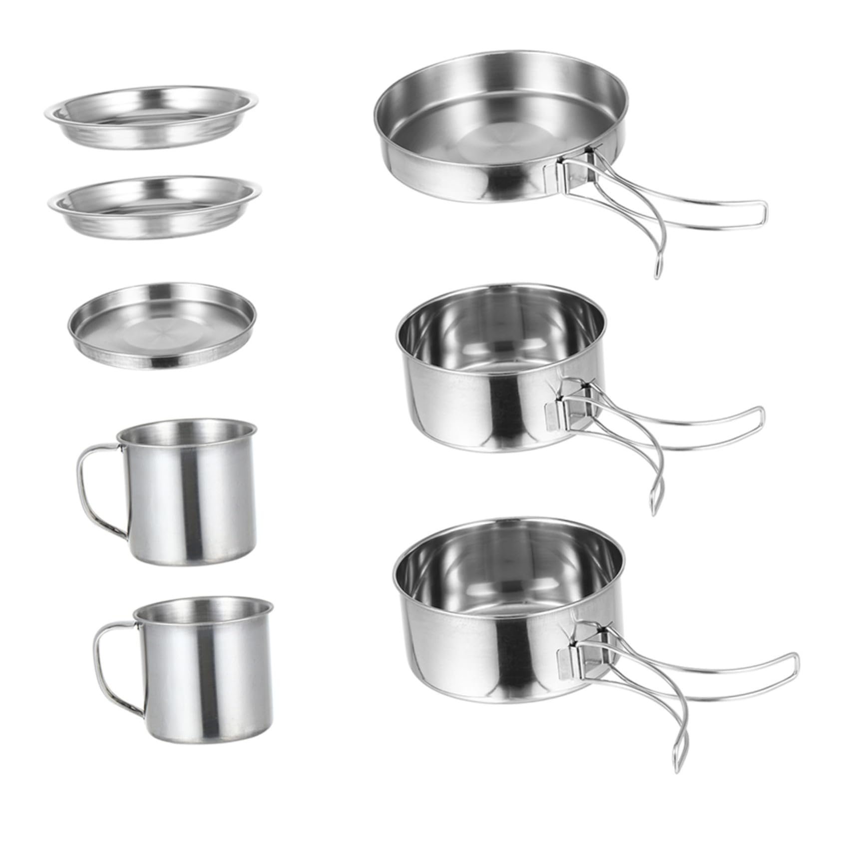 Kit de Casseroles Camping INOX Portable pour Personnes Ustensiles pour Randonnée Pique- et Barbecue Plein Air
