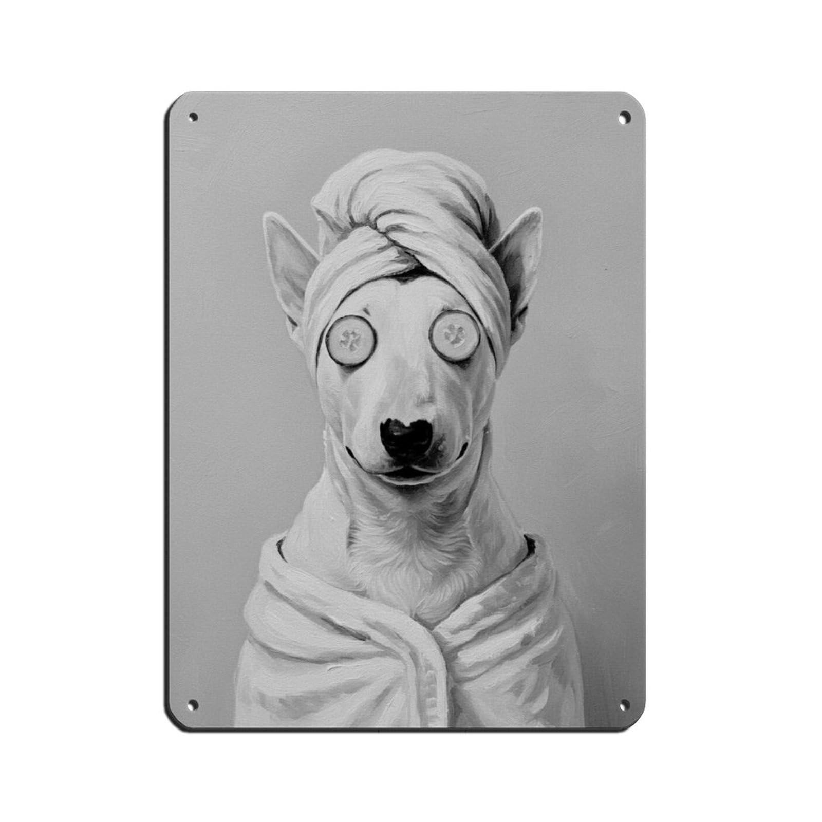 Bathroom Spa Art, Bull Terrier Dog Tin Sign Vintage Metal Pub Club Cafe Bar Home Wall Art Decoration Poster Retro 12x16inch(30x40cm)