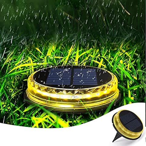 Solar Lights Outdoor Garden, 4 Pack Solar Ground Lights, 1200mah Large Solar Panel 17 LED IP65 Waterproof Christmas Decoration Lights for Pathway, Decking, Step, Landscape, Christmas Gift (Warm White) Cover