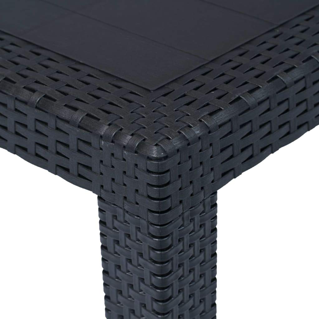 Tavolo da giardino rettangolare in plastica, 220 x 90 x 72 cm, tavolo da pranzo per terrazza, giardino, campeggio, per esterni, effetto rattan, antracite