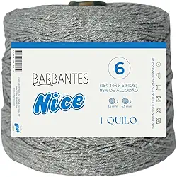 Barbante Parafinado Colorido Para Crochê Fio 6-1kg (CINZA CLARO)