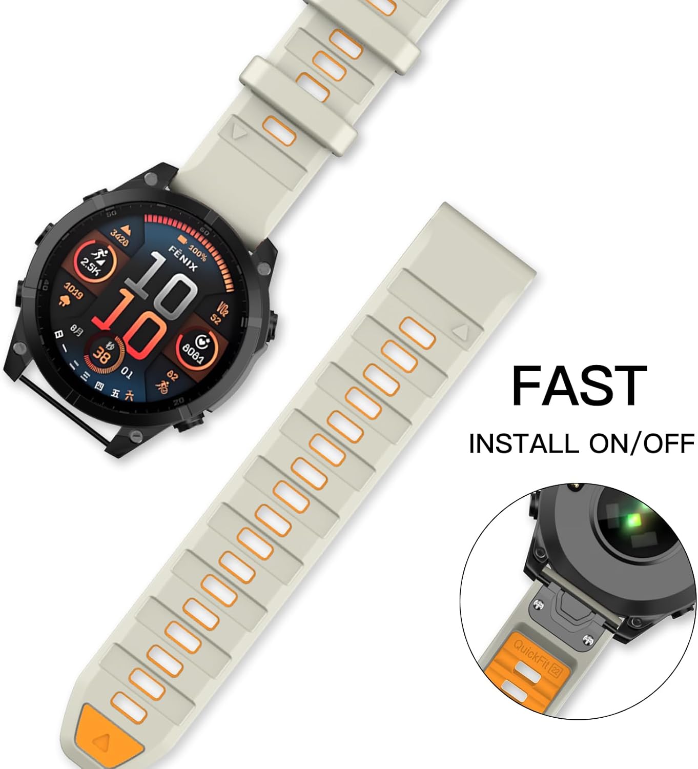 OVERSTEP Watch Bands Compatible with Fenix 8 Solar/Amoled 47mm 22mm Soft Siliocne Strap for Garmin Fenix 5/Fenix 5 Plus/Fenix 6/Fenix 6 Pro/Fenix 7 Smartwatch - Image 3