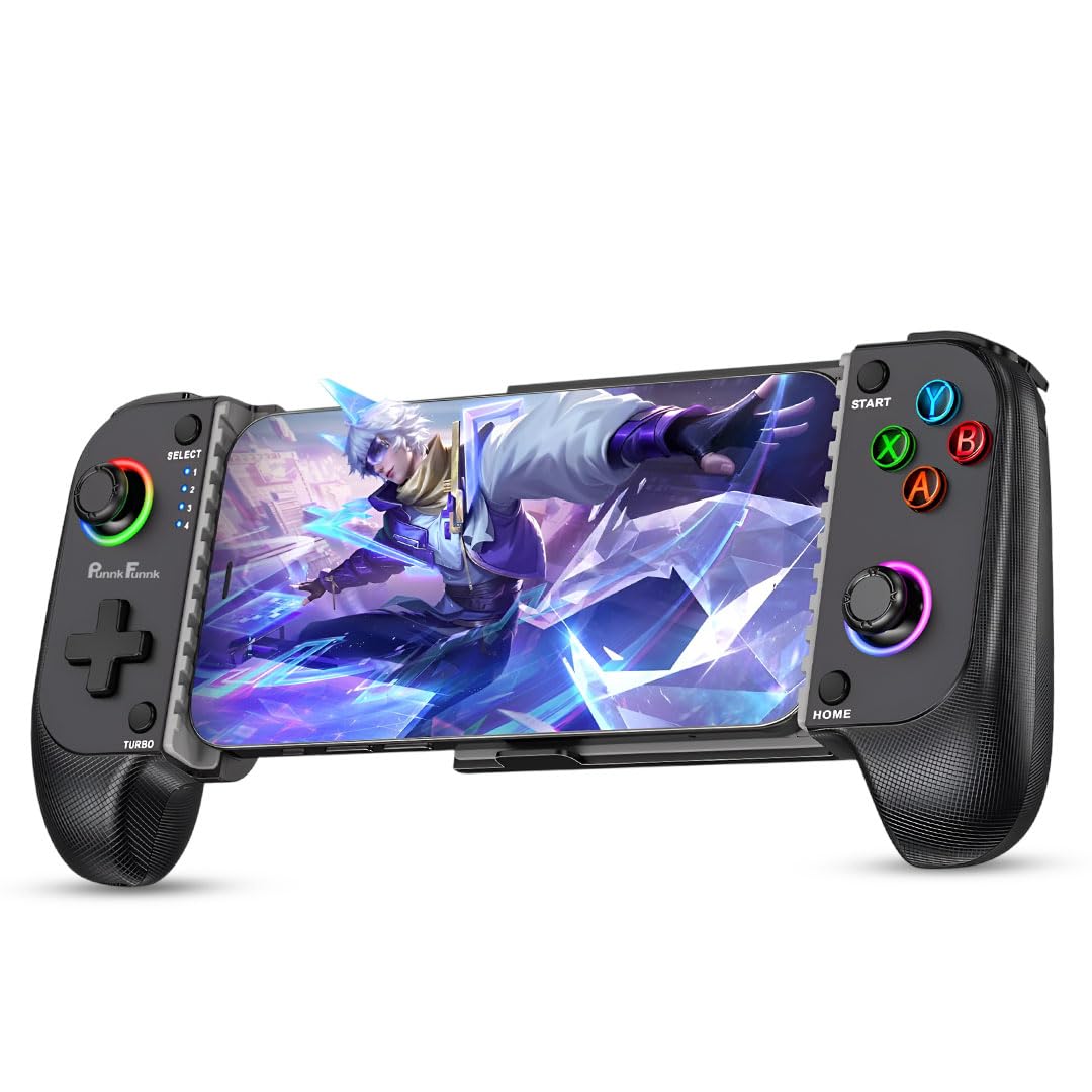 PunnkFunnk GX Pro Bluetooth Gaming Controller with Magnetic Hall 3D Joysticks, RGB Lighting, Dual Vibration, Bluetooth 5.0 Gamepad for iPhone, Android, PC, PS4, PS3 & XBOX (Black)-image-3