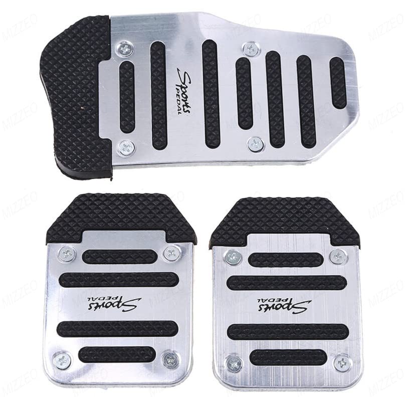 MIZZEOMIZZEO Vehicle Sports Accelerator Brake Clutch Pedal Cover (Pack of 3) Silver Compatible with Hyundai i10 (Type-II) 2010-2016