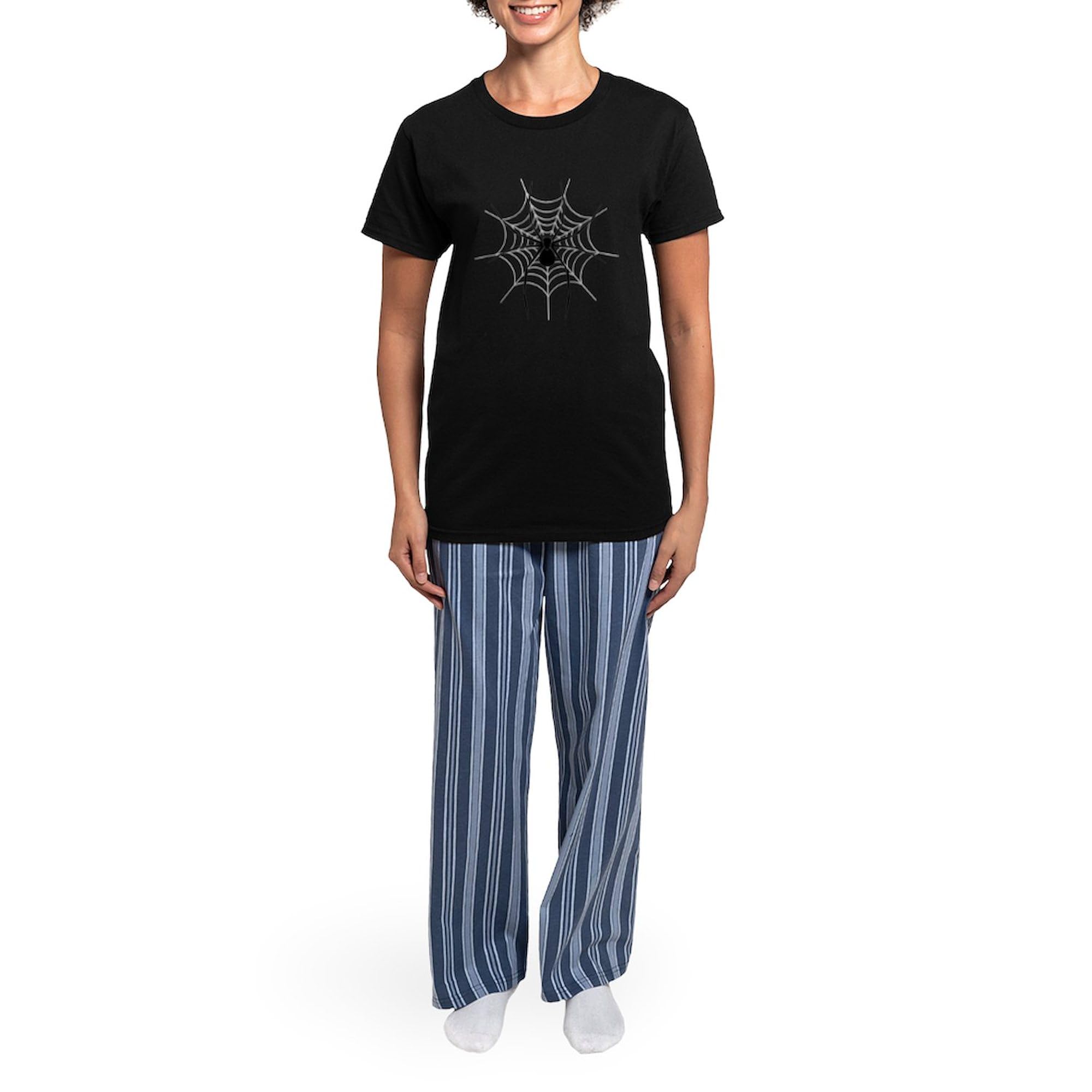 CafePress Spider Web Women's Dark Pajamas Womens Novelty PJ Sleepwear: Large With Blue Strpe Pant