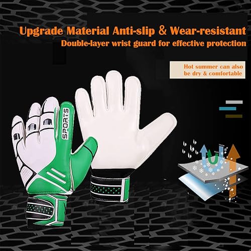 Miniatura 4 de Aruweoi Guantes de portero de fútbol para jóvenes y adultos, guantes de portero con ahorro de dedos, guantes de fútbol de agarre fuerte para