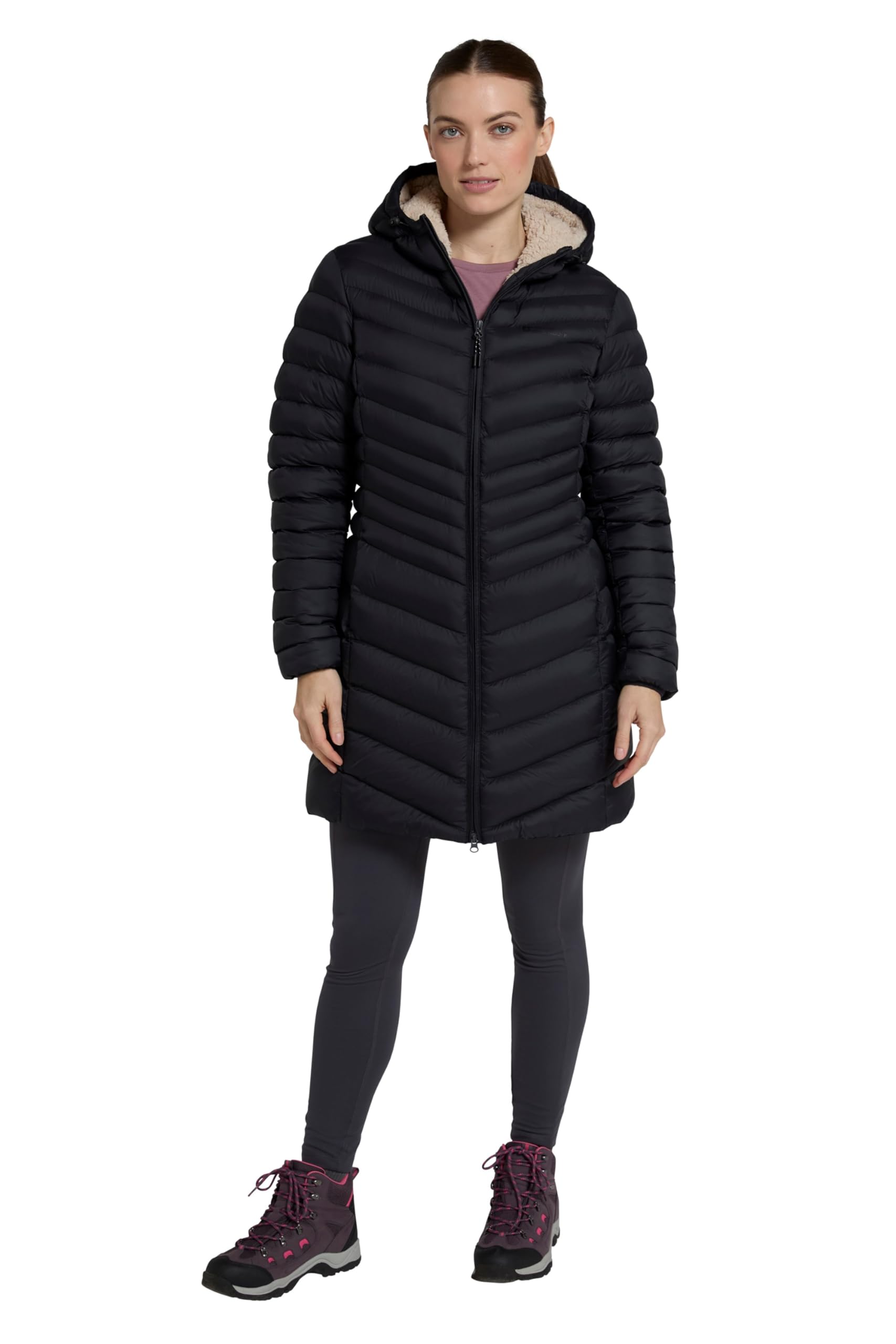 Mountain Warehouse Florence Womens Fur Lined Padded Jacket - Thermal tested -40°C Puffer Coat with Microfibre Insulation - Autumn, Winter, Outdoors & Travelling Jet Black 12