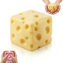 Cheese Squishy, Cheese Squeeze Toy, Theme Cheese Cubes Squishy, with Soft Skin-Feel for Stress,Cute Desk Decor, Gift for Girls Boys, Office Classroom Fidget Pack Yellow-2.76IN