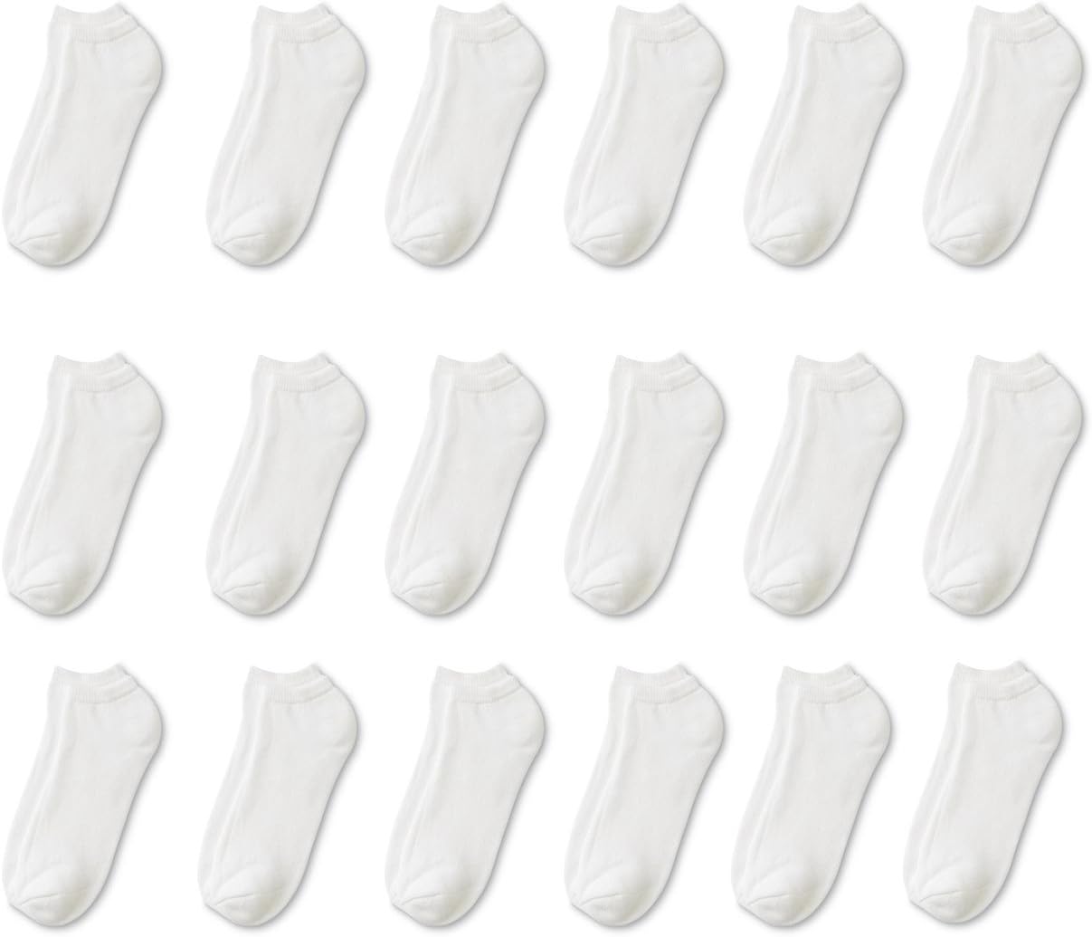 Balec 18 Pairs Men Classic Low Cut Socks 9-11 or 6-8 Black or White or Mixed
