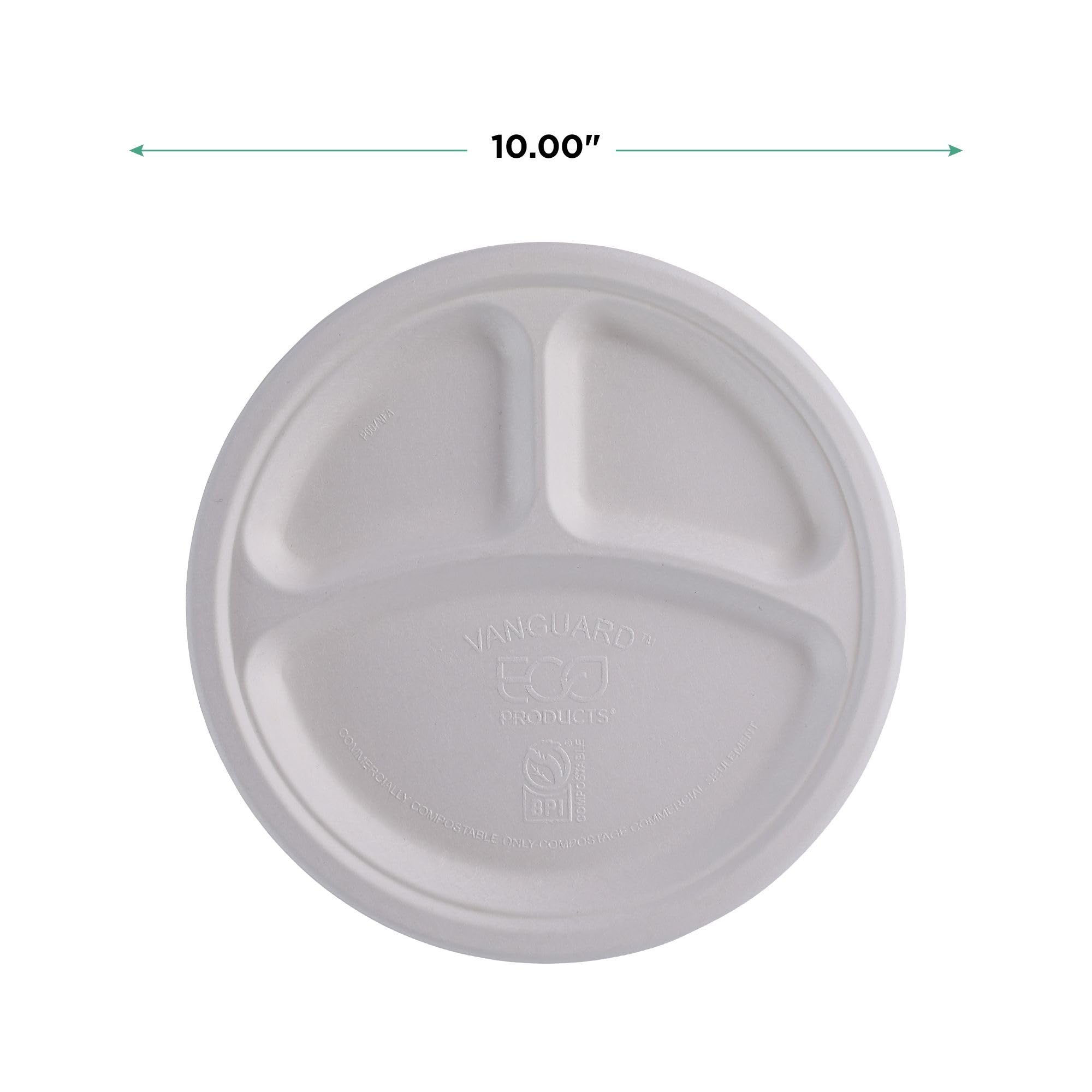 Vanguard - Plato de caña de azúcar (25,4 cm, 3 unidades), color blanco