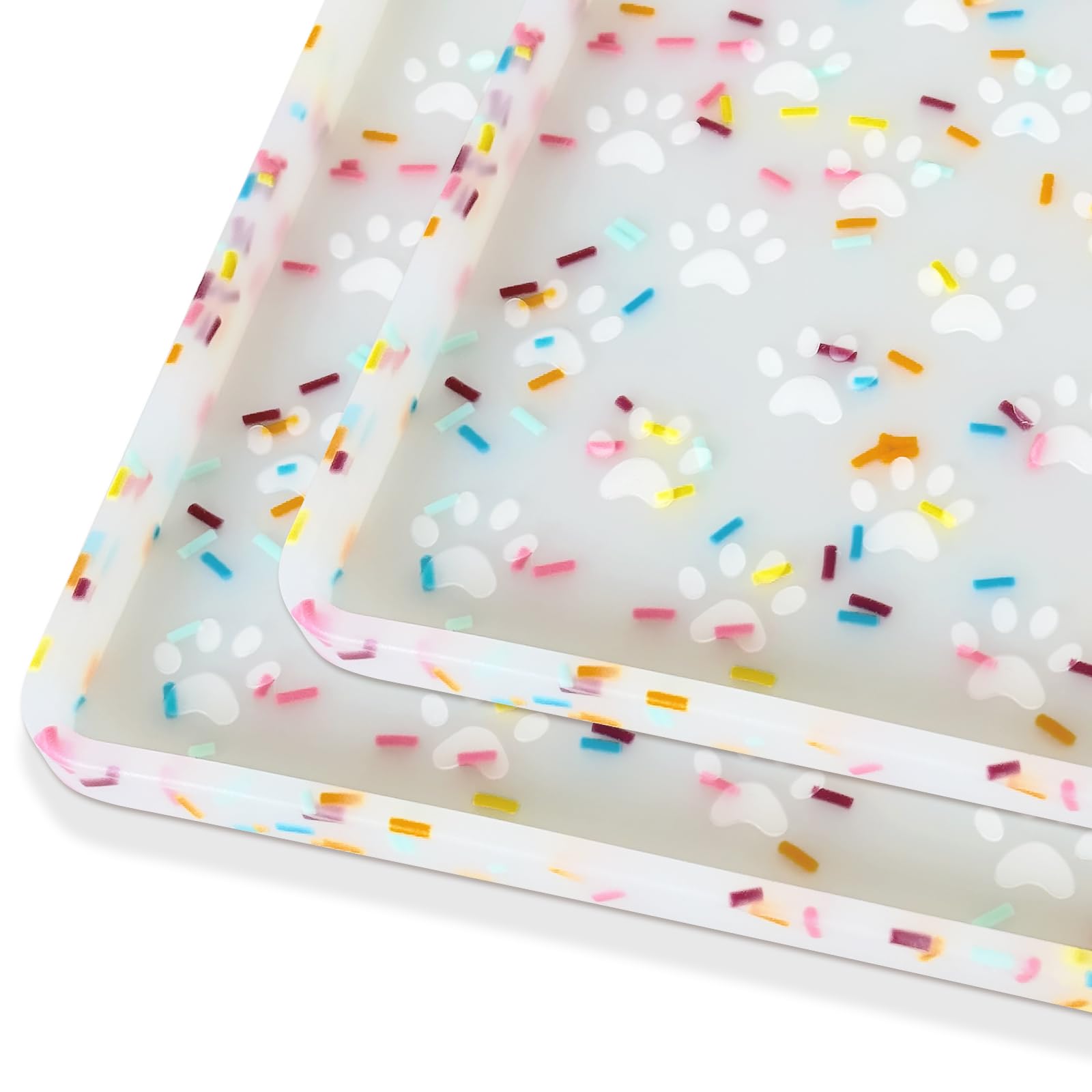 2 Pack Dog Food Mat Anti-Slip Dog Bowl Mats for Food and Water, Waterproof Pet Placemat Prevents Messy Spill to Floor, Silicone Puppy Feeding Tray for Small, Medium and Large Dogs Cats, Dount