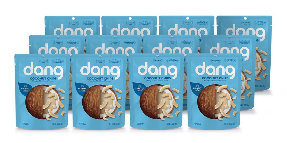 DANG Keto Toasted Coconut Chips | Lightly Salted Unsweetened | 12 Pack | Keto Certified, Vegan, Gluten Free, Paleo Friendly, Non Gmo, Healthy Snacks Made With Whole Foods | 1.43 Oz Resealable Bags