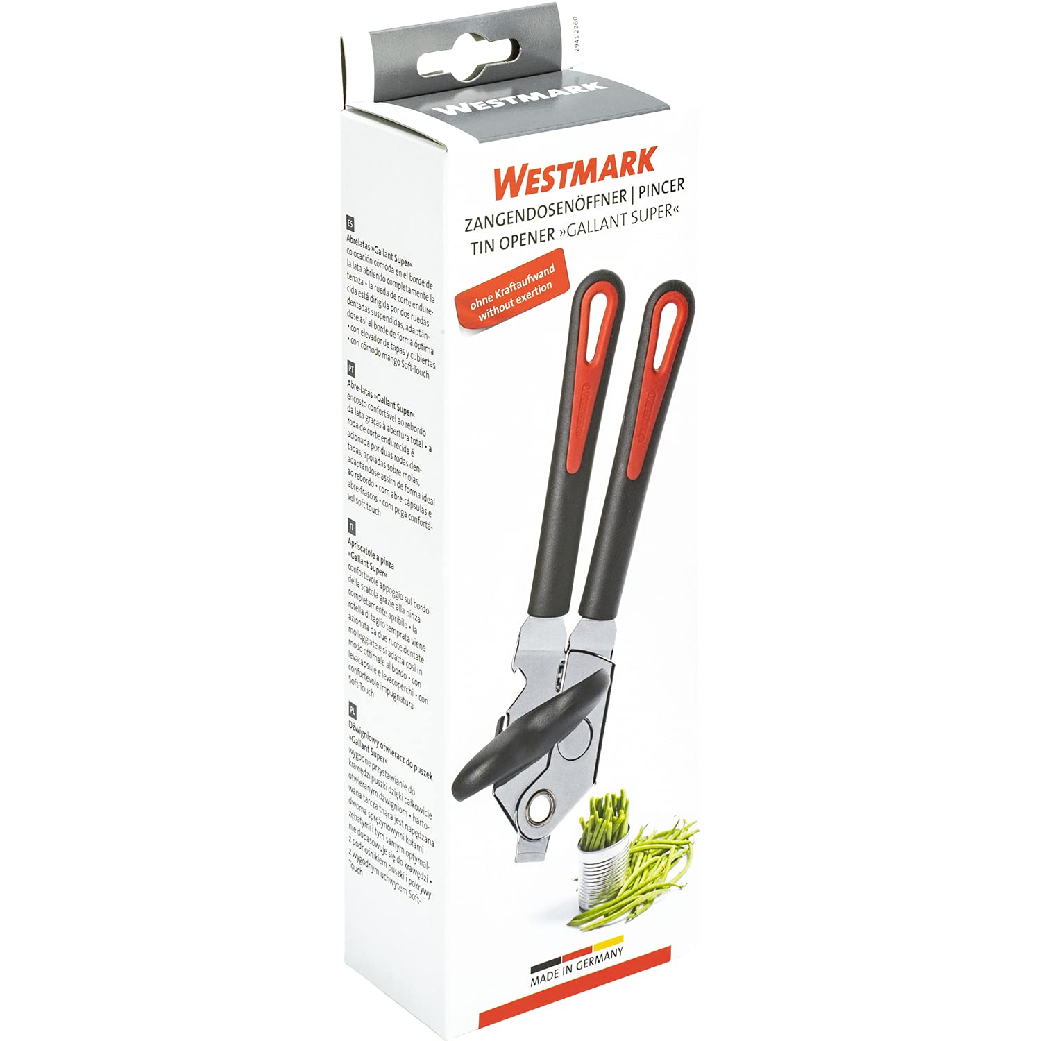 Westmark Apriscatole con alza-tappo 22 cm Acciaio Plastica Nero Rosso