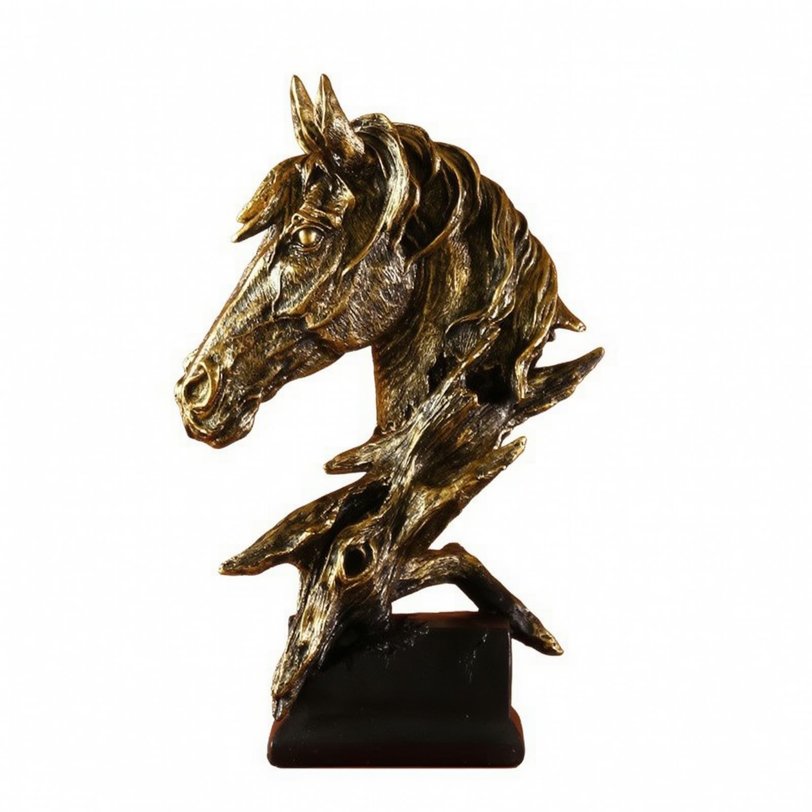 Gralara Figurine | Détails Sculptés Réalistes, Buste Socle Rectangulaire, Équestre, Statute, pr Bureau, Bronze