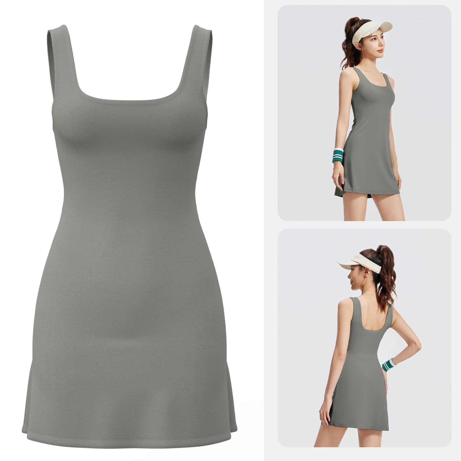 Jupe de tennis coupe-vent à séchage rapide avec short intégré, large bretelle, pour entraînement, robe de sport antidérapante pour femme