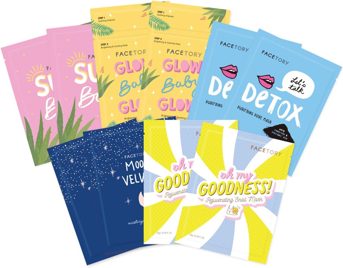 Amazon.com : FACETORY Collection Facial Mask Set - Hydrating, Purifying ...