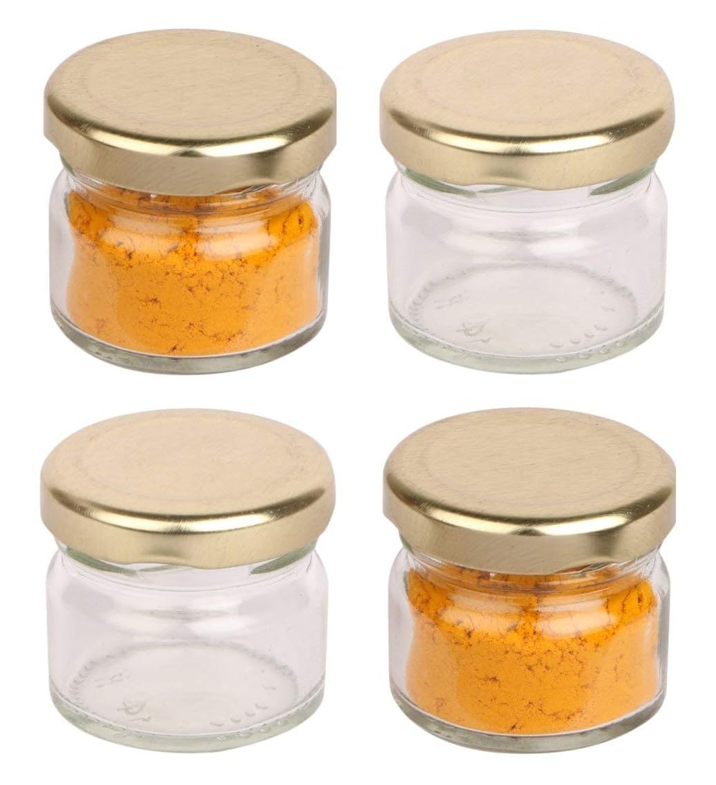 URBAN MOON Glass Mini Jar Container For DIYs, Cookie, Honey, Spice 30 ML Jar Containers with Airtight Rust Proof Metal Lid For Modern Kitchen, Bars, Home & Table Decoration - Pack of 4 Piece-image-16