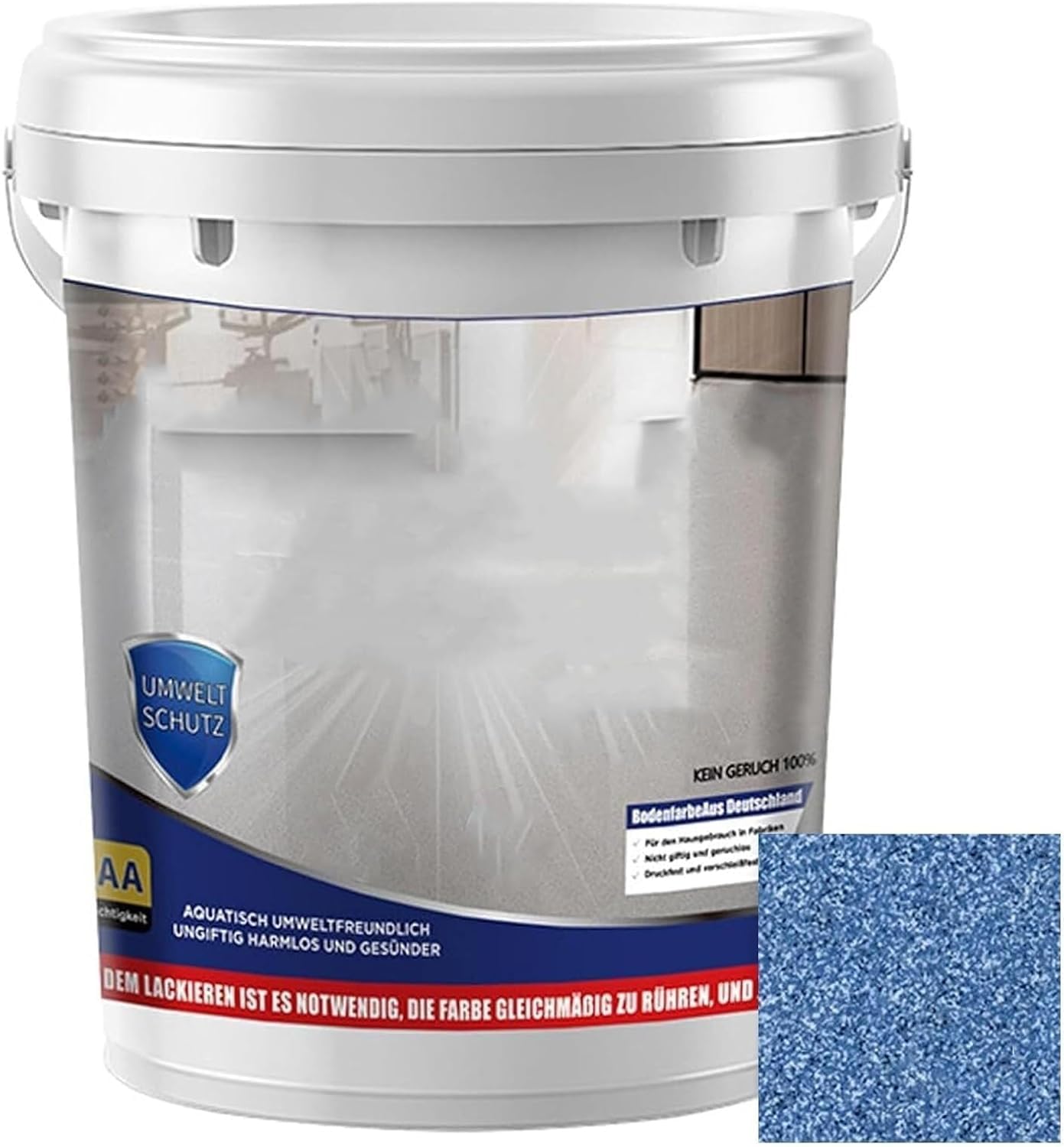 Epoxy Colored Sand Floor Paint, High Gloss Marble Effect Garage Coating, Waterproof & Non-Slip Self-Leveling Epoxy Floor Coating (Gemstone Blue)