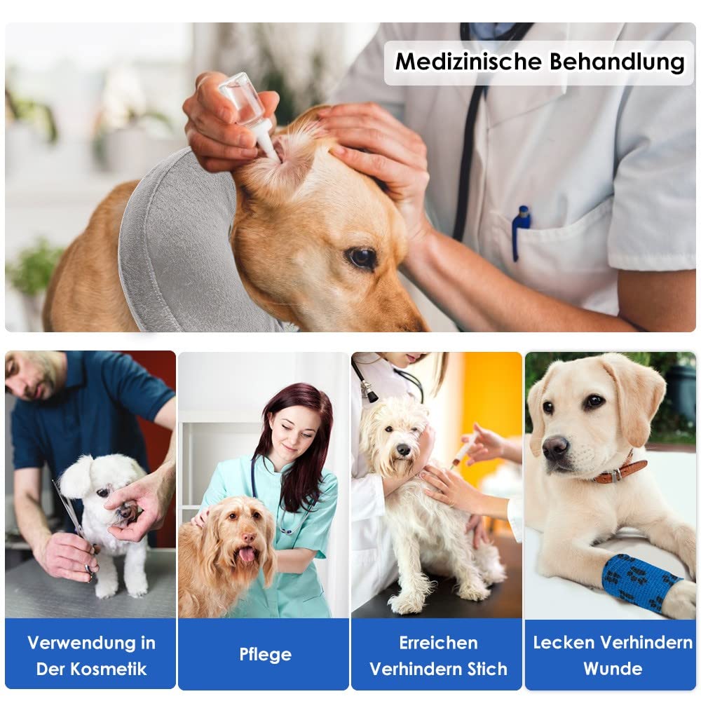 Nasjac aufblasbare Halskrause Hund & Katze, Verstellbarer weicher und bequemer Hundekragen Leckschutz mit Schnellverschluss, verhindern, DASS Haustiere nach der Operation Wunden berühren und lecken
