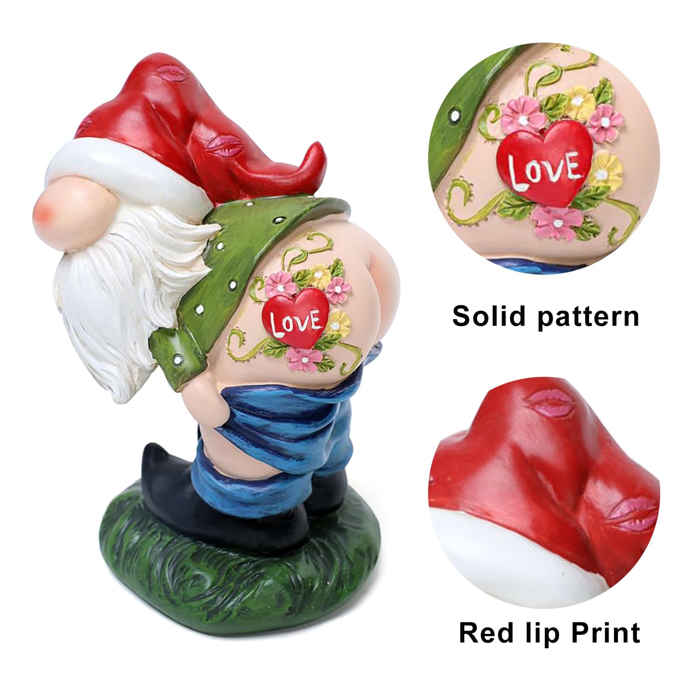Decoración divertida de gnomos para jardín, 6.9 pulgadas, patio, césped, decoración al aire libre o casa, gnomo de amor travieso