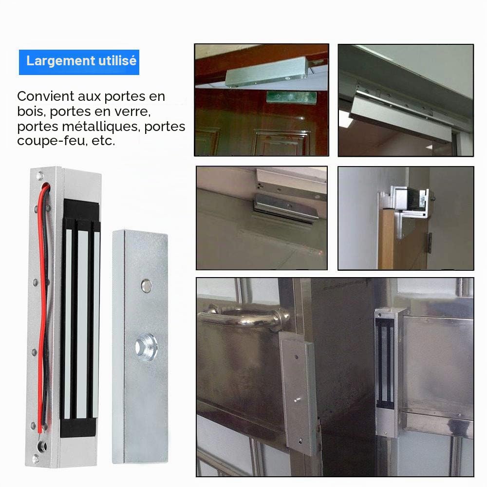 HERNAS Kit de système de contrôle d'accès RFID 125KHz avec Serrure magnétique électrique 180KG et Alimentation Professionnelle, pour Serrure de Porte sûre à la Maison