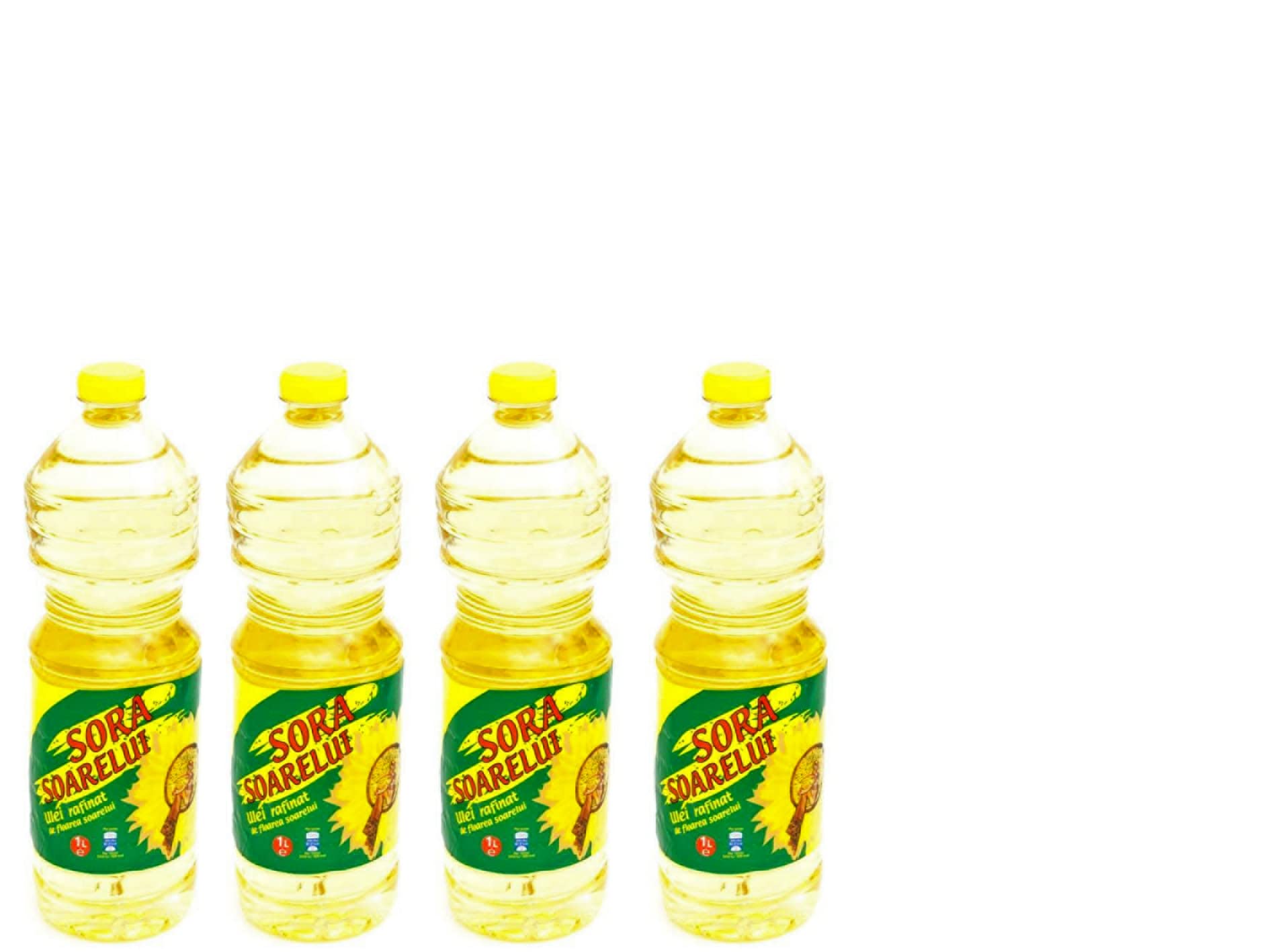 CardioCell Sora Lot de 4 flacons d'huile de tournesol 1 l I Huile alimentaire I Huile de friture I Huile de cuisson I Idéal pour la cuisson des rôtis et des salades