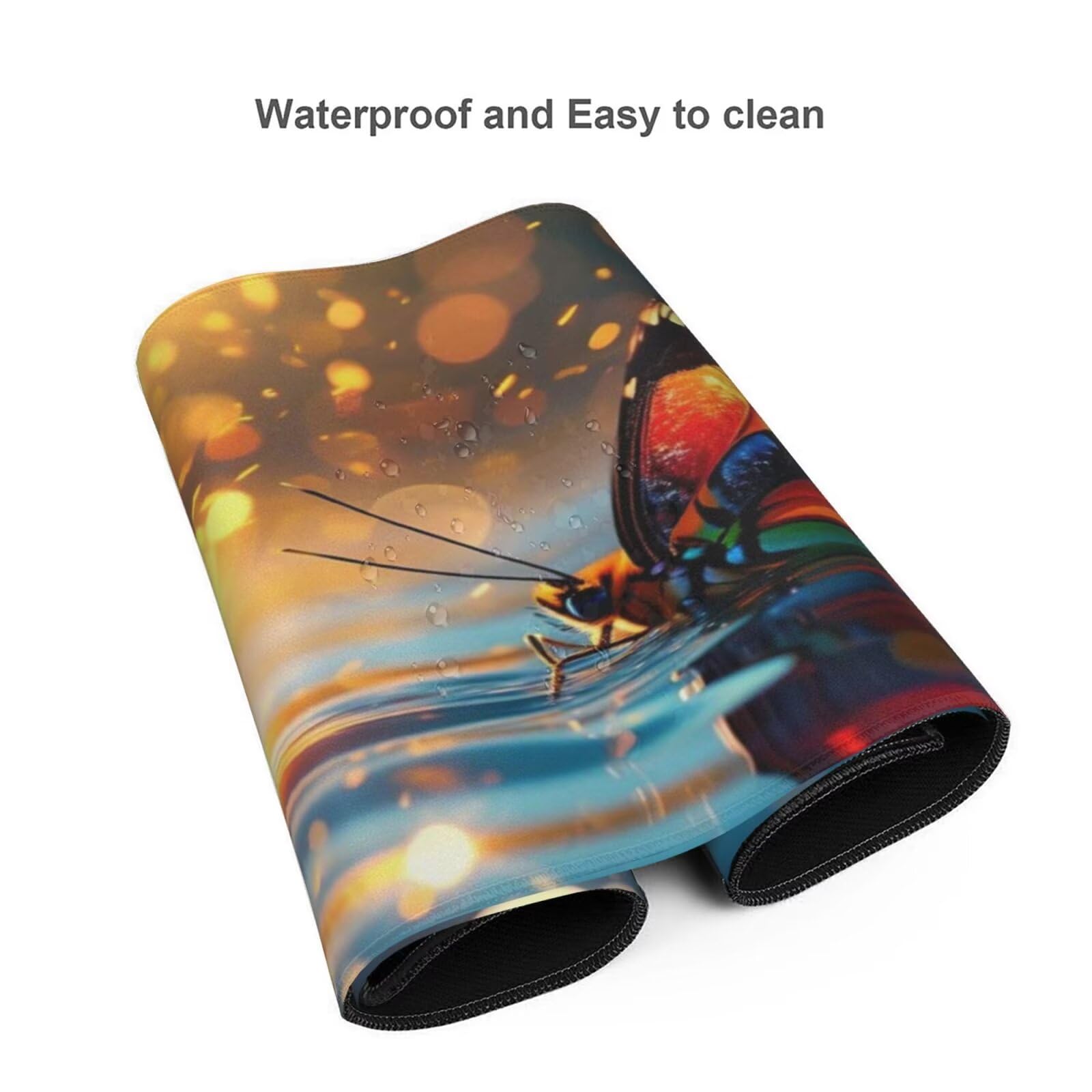 Tapis de Souris Papillon Tapis de Souris XXL 1400 x 600 mm, Grand Sous Main Bureau Gaming avec Bords Surpiqués et dos Antidérapant, Couleur Mouse Pad Gamer pour Clavier et Souris, Cadeaux Hommes H-501