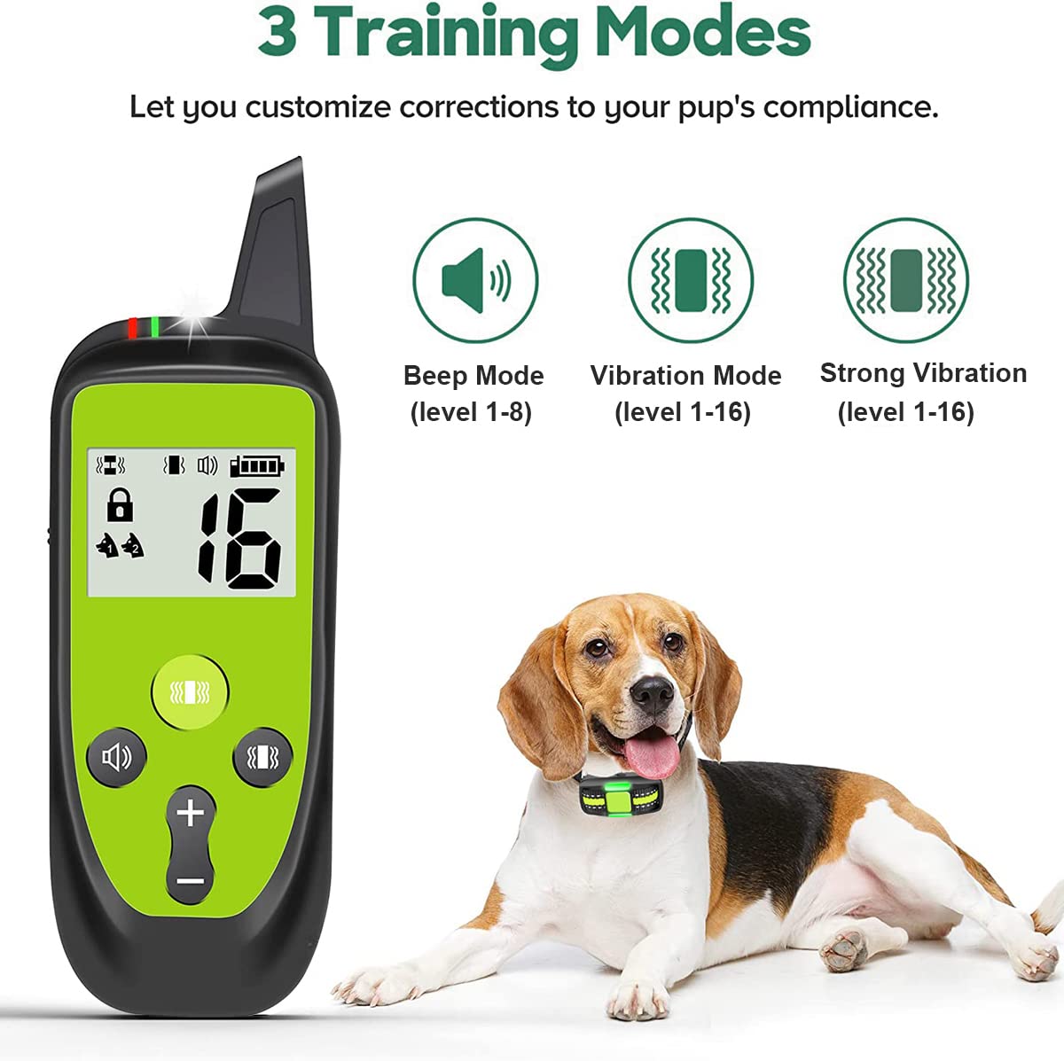 Collare Addestramento per Cane, Collare Antiabbaio per Cani con Vibrazione Suono, IP67 Impermeabile Ricaricabile per Cani di Piccola Taglia Media e Grande con Controllo a Distanza 1640 FT