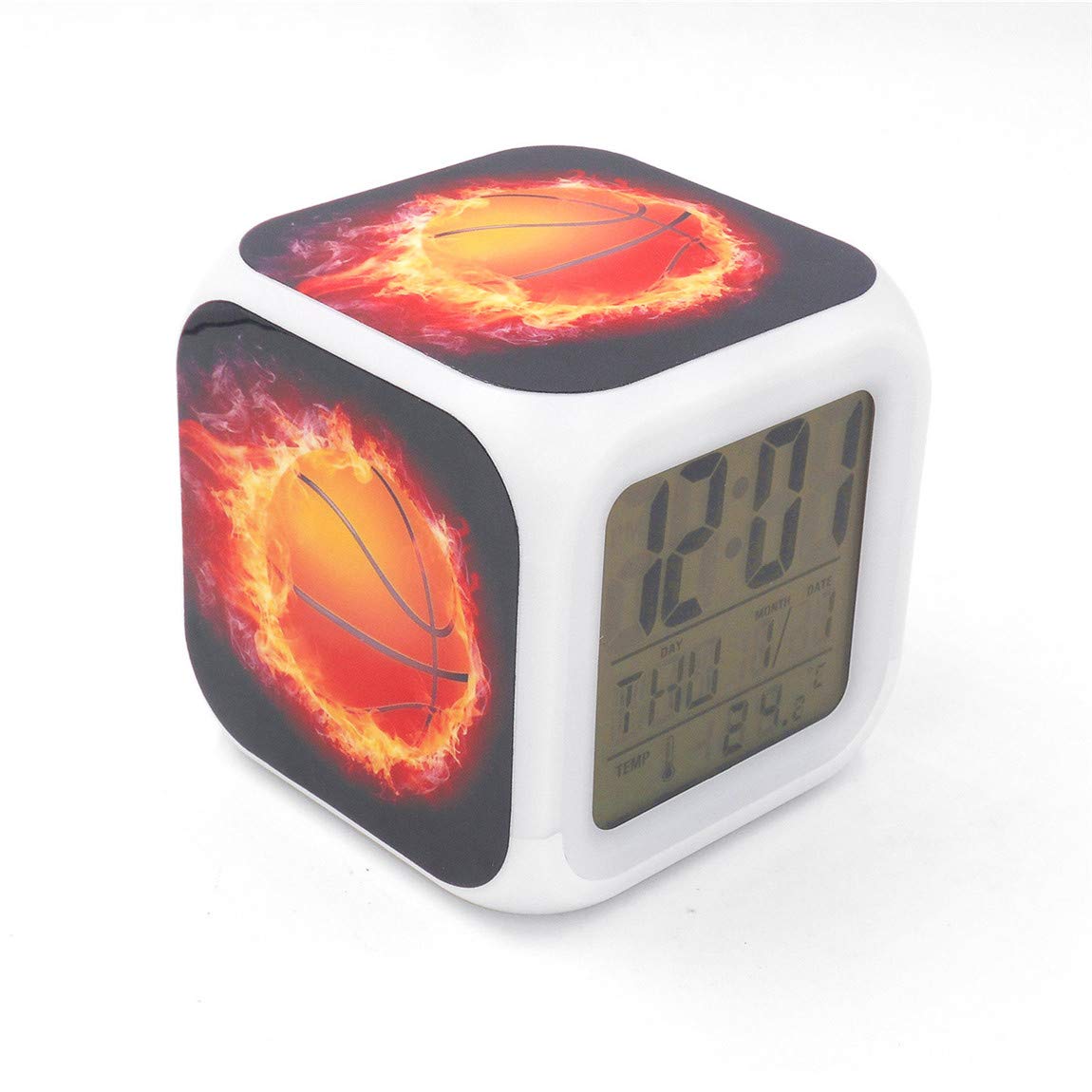 Buy BoWay 3＂Desk & Shelf Clock Basketball Fire Digital Alarm Clock with
