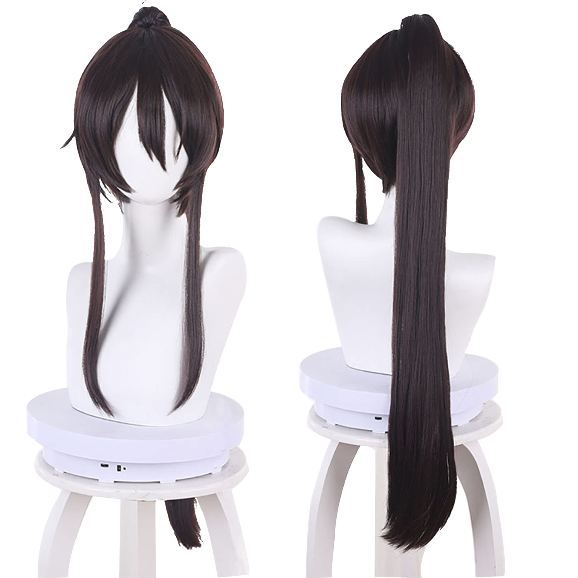 maysuwell Anime Drak Brown Cosplay Wigs Role Costume Wig Long Ponytail Hair for Women Halloween Party Unisex Adult Anime Lovers