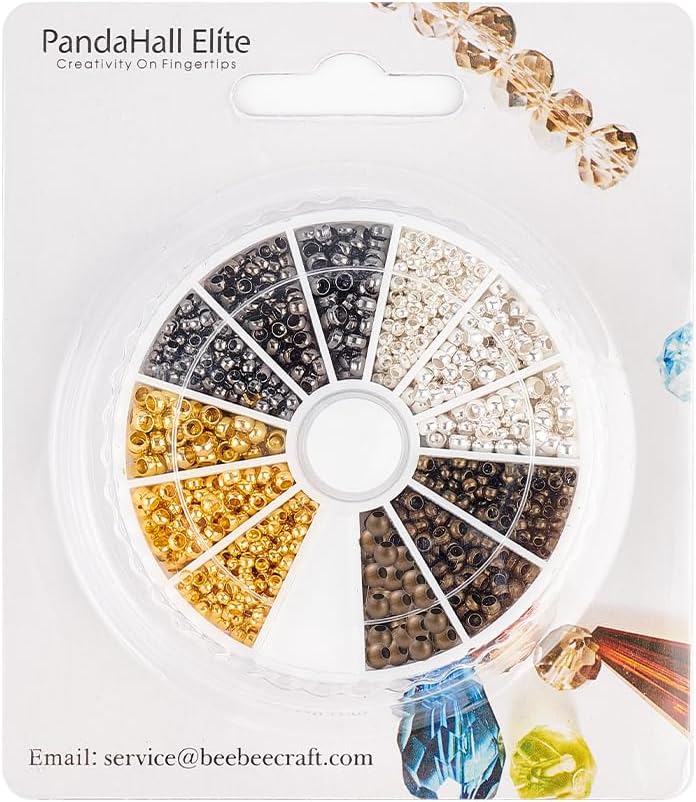 PH PandaHall 1440pcs Brass Tube Crimp Beads 2mm 2.5mm 3mm Rondelle Spacer Beads 4 Colors Loose Connector Beads Tiny Stoppers for DIY Jewelry Necklace Bracelet Craft Making, 1.2~2mm Hole - Image 6