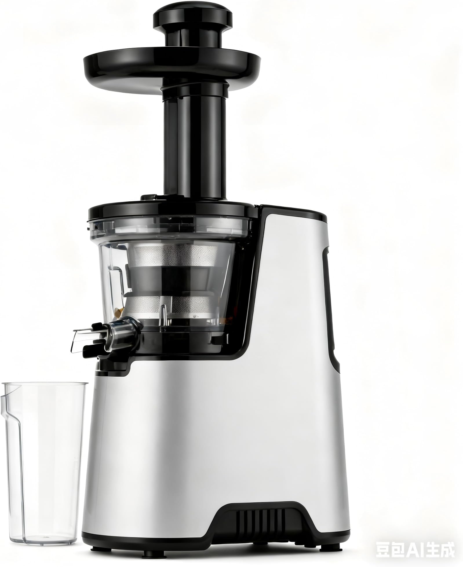 Cold Press Juicer, 5.8" Wide Feed Chute Juice Extractor Machine with 400W, High Juice Yield, Slow Masticating Juicer for Whole Vegetables & Fruits, Black Gray