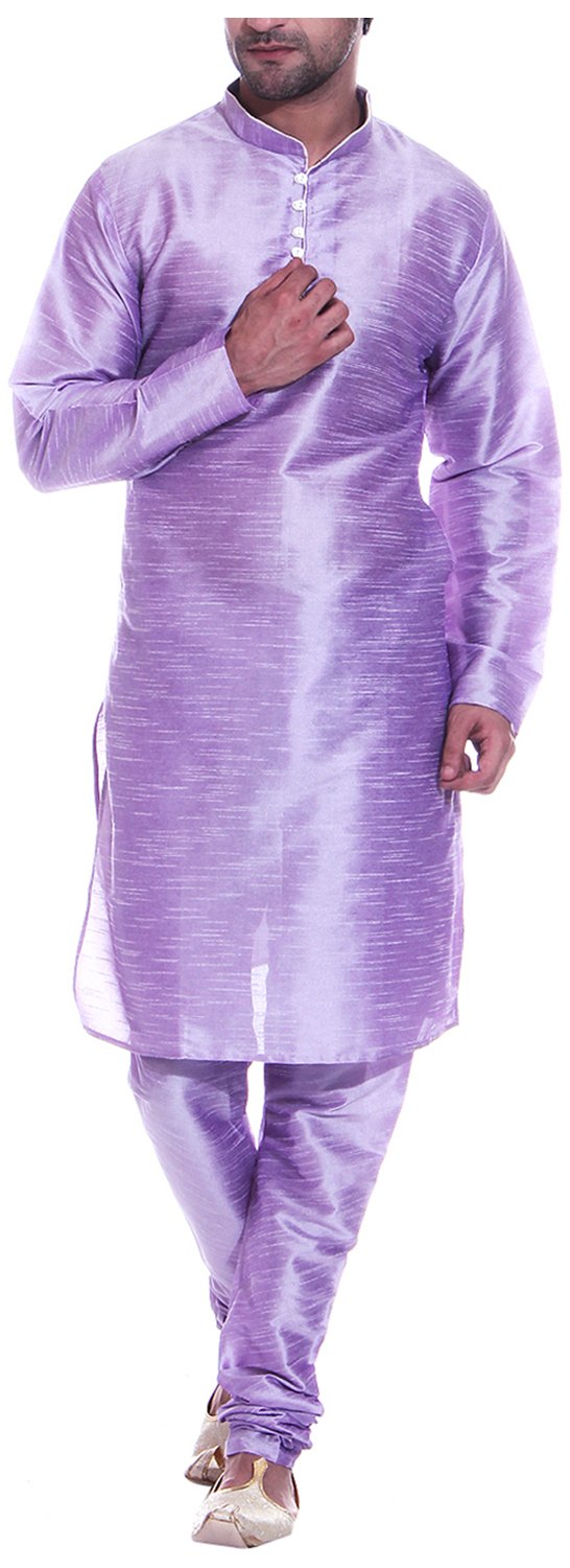 Tag 7 Męska piżama Art Silk Kurta 40 fioletowa, Fioletowy, 52
