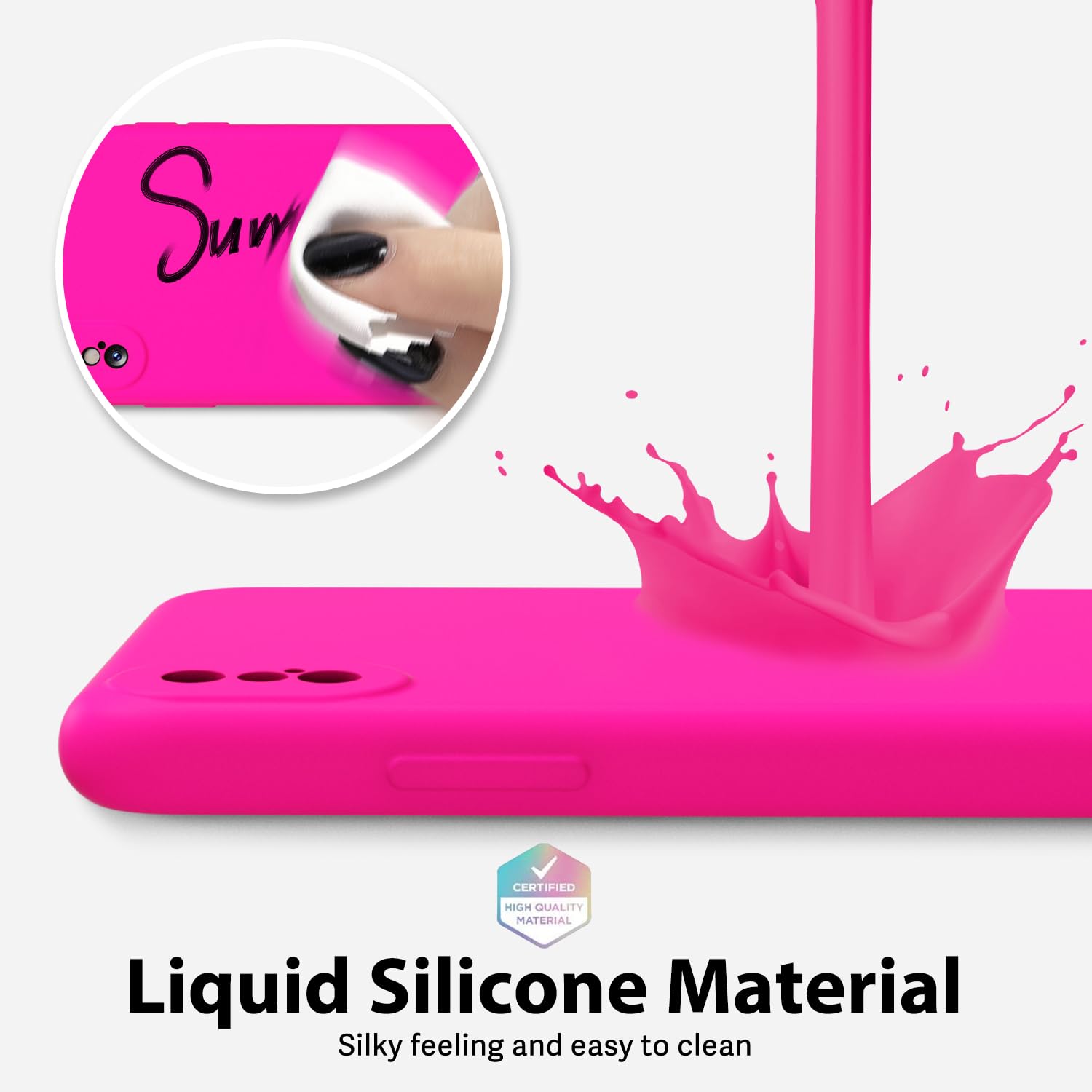 oakxco for iPhone 16 Pro Max Case Liquid Silicone, Soft Rubber Gel Elegant Aesthetic Basic Simple Cover, Cute Thin Slim TPU Matte Solid Color Plain Smooth Case for Women Girl, Light Pink — view 1453