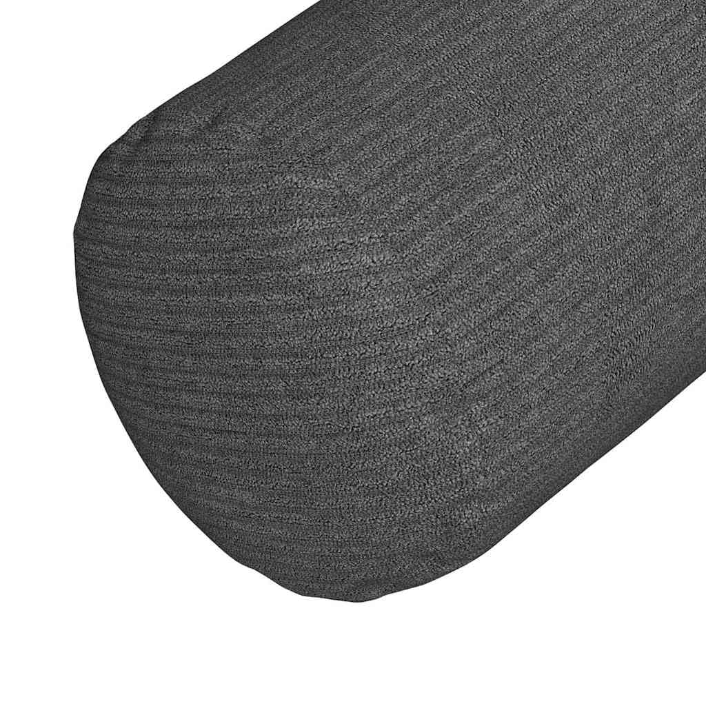 2er-Set Bolsterkissen Dunkelgrau Ø 25 x 70 cm Nackenrolle Cord | Weiche Nackenrollen mit Reißverschluss für gemütliche Stunden im Wohnzimmer und Schlafzimmer.