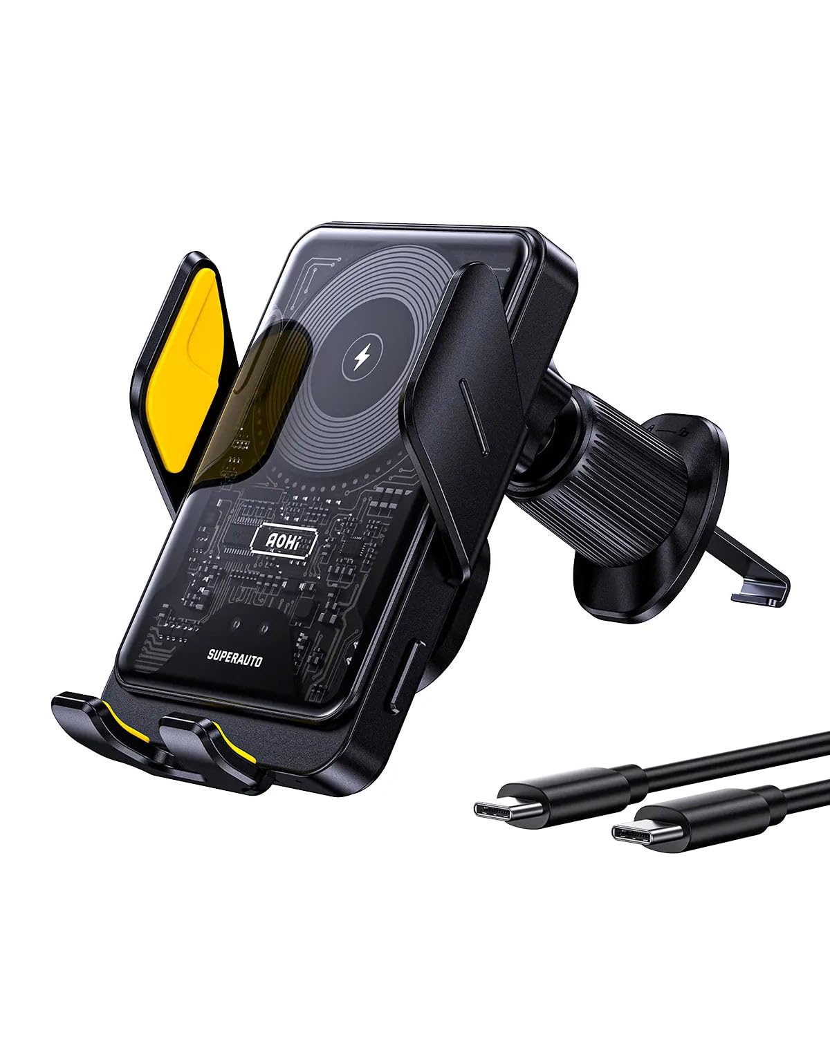 Cargador inalámbrico coche 15W AOHI para iPhone Pro y Android con sensor 8
