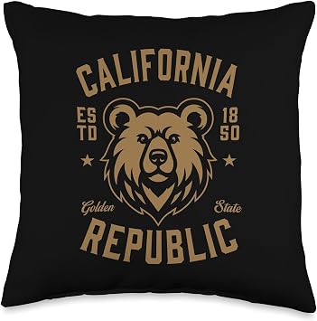 California Republic Bear Face College Sports Style Throw Pillow