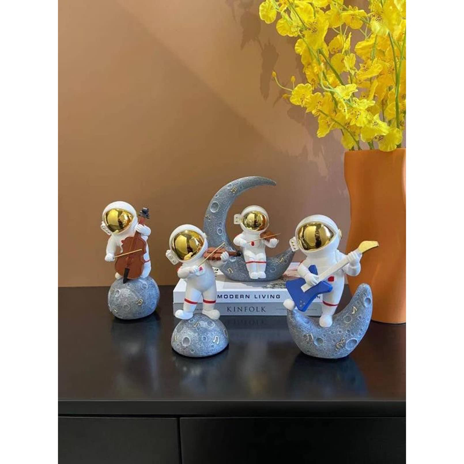 Centros de mesa for oficina, hogar, cocina, decoración de oficina, escultura tocando música, figura de astronauta, decoración artística de astronautas frescos, figura espacial, adorno, estatuas de ast