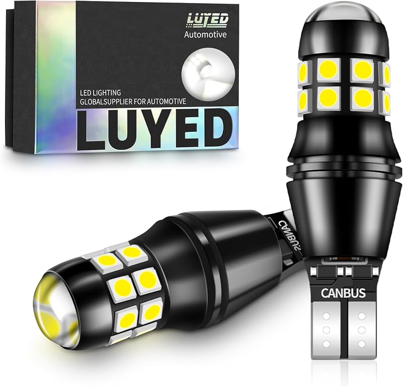 Lâmpadas LED de ré LUYED 912/921 W16W T15, luz branca Xenon 6500 K, 2200 lm – Par com 2 unidades