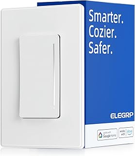 ELEGRP Smart Dimmer Light Switch DTR30, Single Pole or 3 Way, 2.4GHz Wi-Fi Touch Dimmer Works with Alexa and Google Assistant, Needs Neutral Wire, No Hub Required, UL and FCC Listed, White, 1 Pack