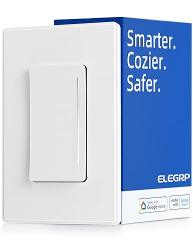 Miniatura 13 de ELEGRP Interruptor de luz inteligente regulable DTR10, configuración de un solo polo, interruptor táctil Wi-Fi de 2,4GHz compatible con Alexa y
