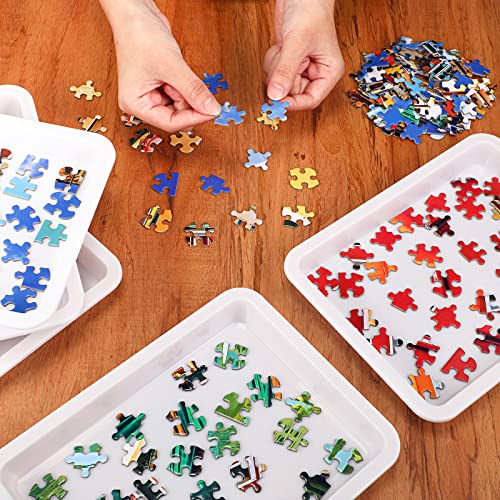 10 Pack Puzzle Sorting Trays For Puzzles Up To 1500 Pieces White Stackable Puzzle Sorting Trays Multipurpose Organizer Tray For Toys Beads Painting Diy Projects Fun Home Activities #TOP6