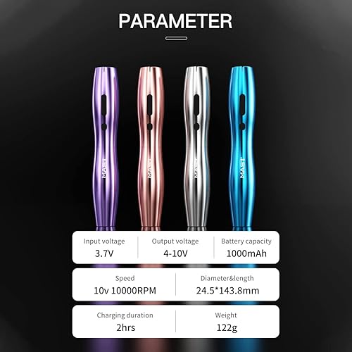 Miniatura 7 de Mast P20 - Máquina inalámbrica de bolígrafo de tatuaje, pistola de tatuaje giratoria, pantalla digital ligera, marco delgado para mujeres (1